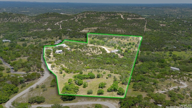 137A Spanish Pass, Boerne, TX 78006 - aerial view of property and surrounding area featuring property boundaries highlighted