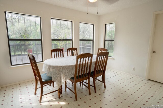 1903 Copperfield, San Antonio, TX 78251 - dining space featuring baseboards, a ceiling fan, and light floors