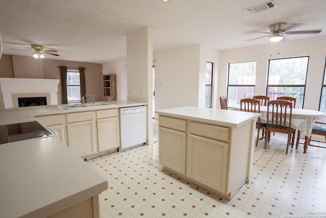 1903 Copperfield, San Antonio, TX 78251 - kitchen featuring a ceiling fan, visible vents, light floors, and dishwasher
