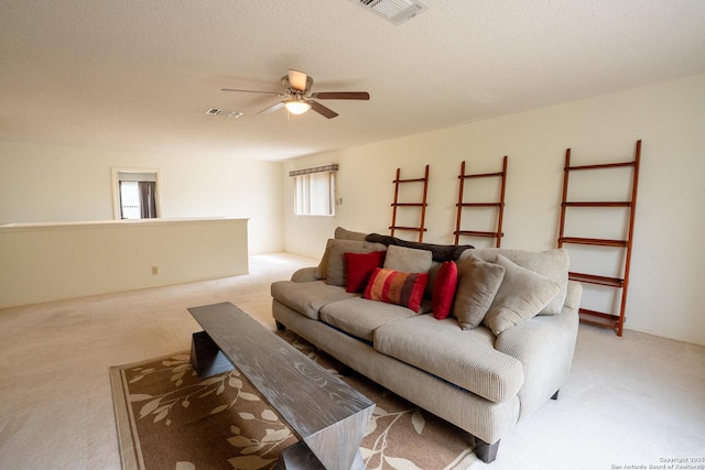 1903 Copperfield, San Antonio, TX 78251 - living room with a ceiling fan, carpet flooring, and visible vents