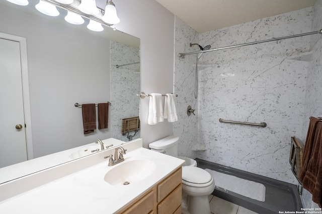 1903 Copperfield, San Antonio, TX 78251 - full bath featuring vanity, tile patterned flooring, a tile shower, and toilet