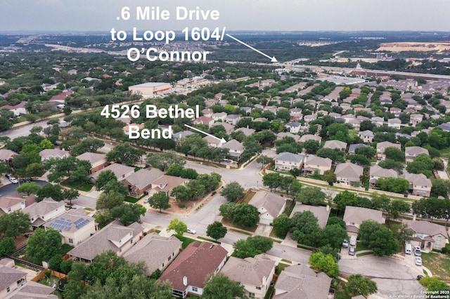 bird's eye view with a residential view