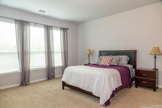 8220 Robin Gate, Selma, TX 78154 - bedroom with baseboards, light carpet, and visible vents