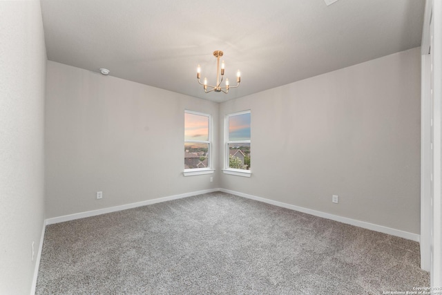 15011 Wychwood, San Antonio, TX 78233 - empty room featuring an inviting chandelier, carpet flooring, and baseboards