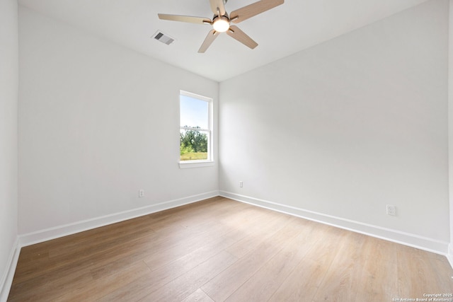 25 Main, Hempstead, TX 77445 - spare room featuring baseboards, visible vents, ceiling fan, and light wood-style floors