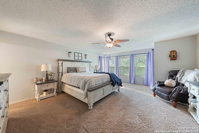 16002 Hickory Well Dr, San Antonio, TX 78247 - bedroom with carpet flooring, a textured ceiling, and ceiling fan