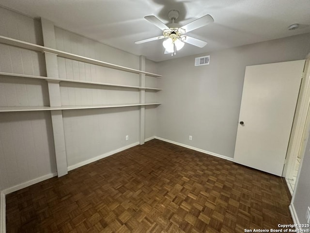 3624 Richwood, San Antonio, TX 78230 - below grade area featuring visible vents, baseboards, and ceiling fan