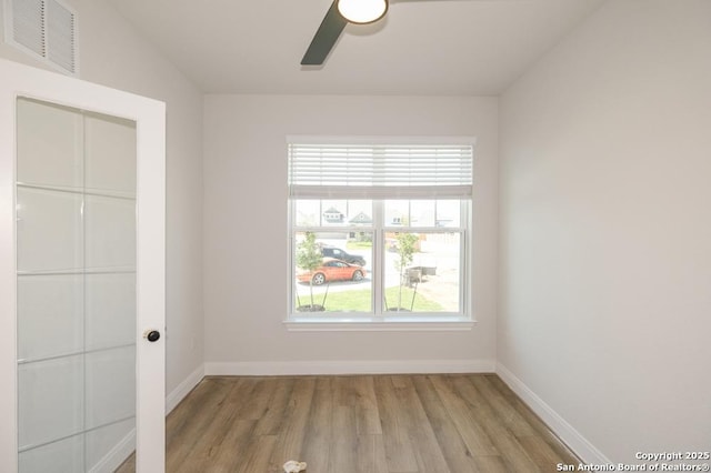 2707 Wild Skies, San Antonio, TX 78245 - unfurnished bedroom featuring ceiling fan, visible vents, baseboards, a closet, and light wood-style floors