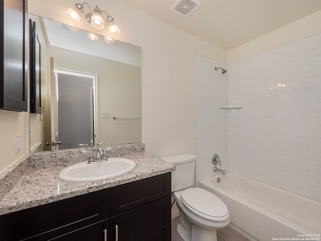 120 Lakeview Ct, Spring Branch, TX 78070 - bathroom featuring toilet, bathtub / shower combination, vanity, and visible vents