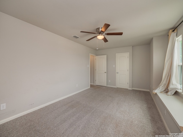 120 Lakeview Ct, Spring Branch, TX 78070 - unfurnished bedroom featuring baseboards, a ceiling fan, visible vents, and carpet floors