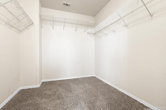 spacious closet with carpet and visible vents