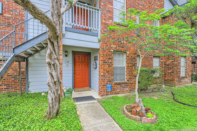 14343 Judson Unit 303, San Antonio, TX 78233 - entrance to property featuring brick siding and a balcony