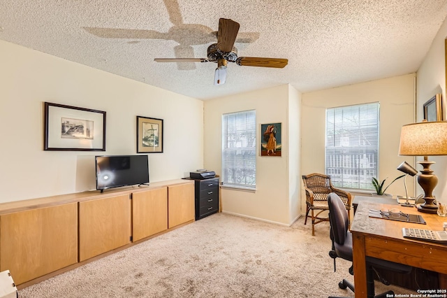 14343 Judson Unit 303, San Antonio, TX 78233 - office space featuring light carpet, a textured ceiling, a wealth of natural light, and a ceiling fan