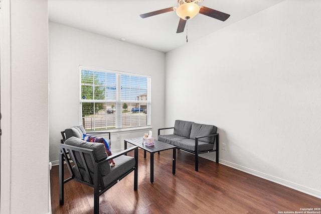 15102 Jetfire, Von Ormy, TX 78073 - sitting room with baseboards, a ceiling fan, and wood finished floors