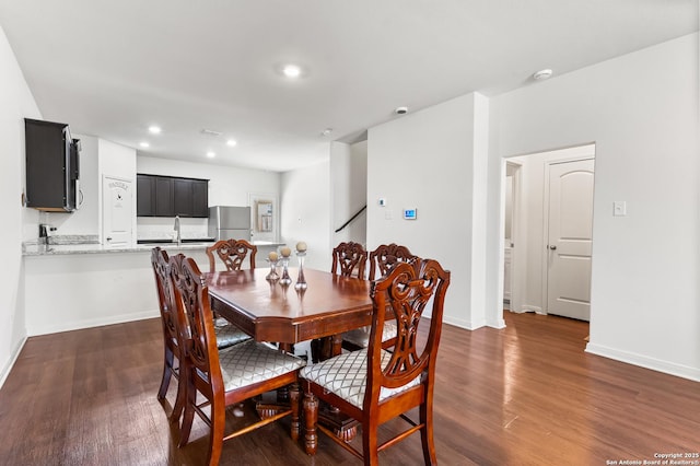 15102 Jetfire, Von Ormy, TX 78073 - dining space with dark wood-style flooring, baseboards, and recessed lighting