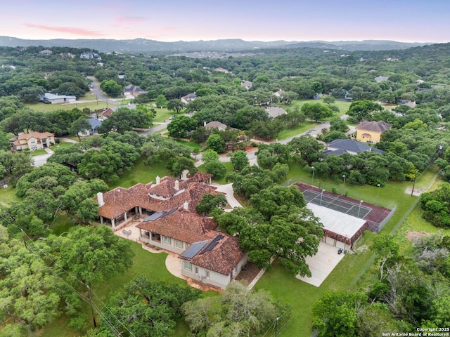 26118 Alto Oaks, San Antonio, TX 78255 - aerial view of property and surrounding area featuring a mountainous background
