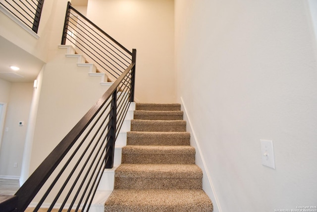 1707 Lawnside, San Antonio, TX 78245 - staircase with baseboards and a high ceiling