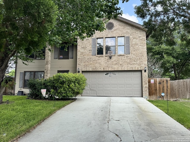 6603 Meadow Fawn, Converse, TX 78109 - view of front of property with driveway, brick siding, fence, an attached garage, and a front yard