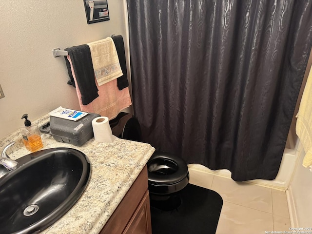 6603 Meadow Fawn, Converse, TX 78109 - full bath featuring toilet, shower / tub combo, tile patterned flooring, and vanity