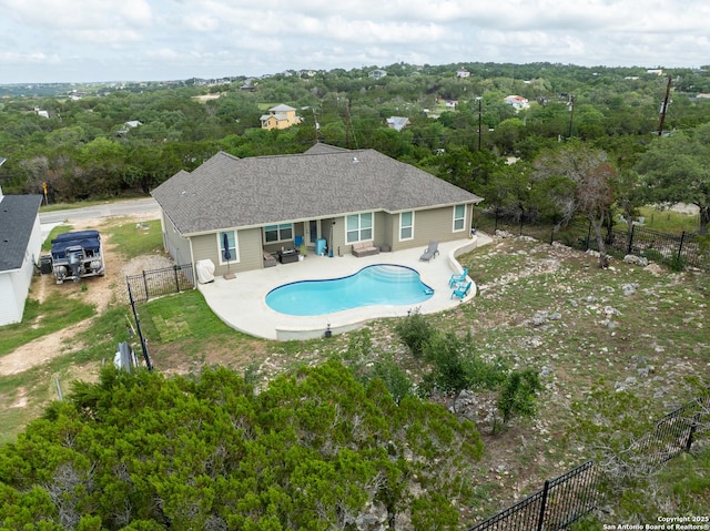 1587 Lakeshore Dr, Canyon Lake, TX 78133 - view of swimming pool featuring a fenced backyard and a patio area