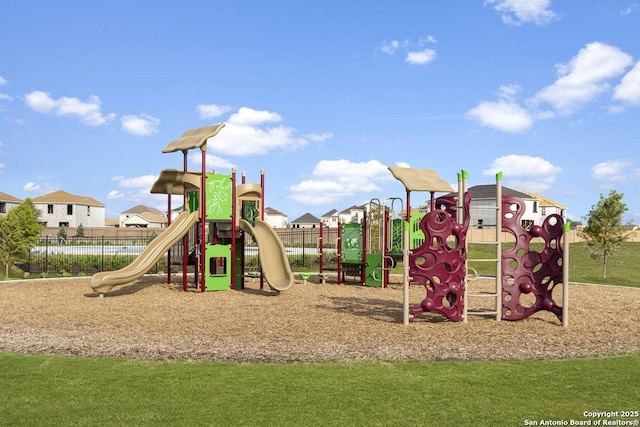 community play area with fence
