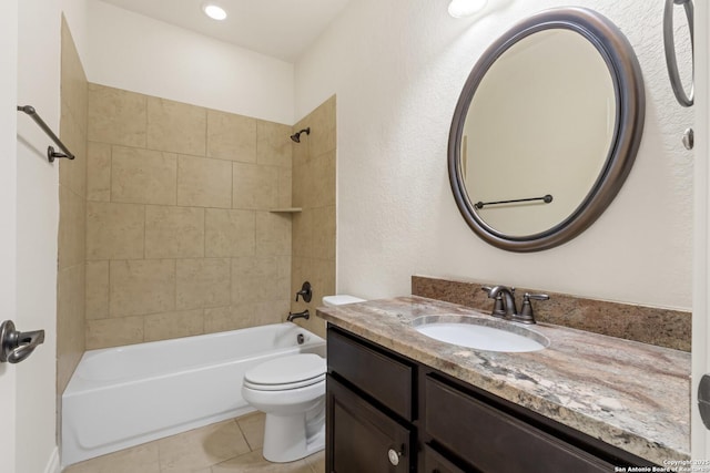 28546 Tristant Rdg, San Antonio, TX 78260 - full bathroom with tile patterned floors, toilet, vanity, and shower / tub combination