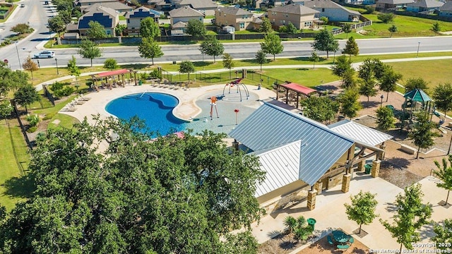 drone / aerial view with a residential view