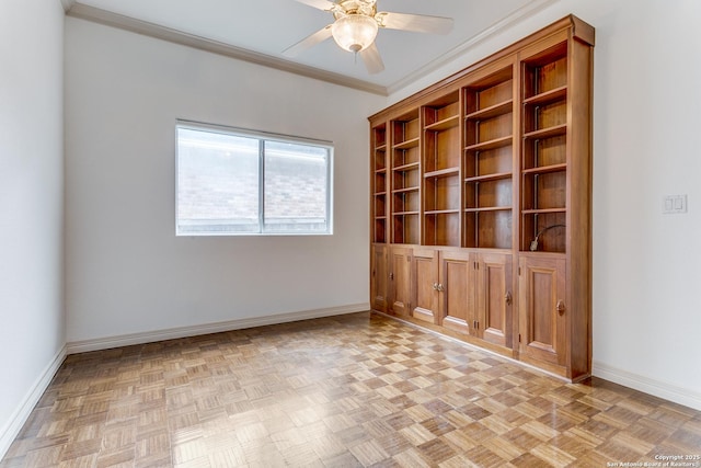 9 Waldenshire, San Antonio, TX 78209 - unfurnished room featuring a ceiling fan, baseboards, and ornamental molding