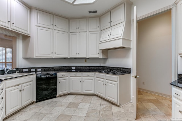 9 Waldenshire, San Antonio, TX 78209 - kitchen with white cabinetry, visible vents, black appliances, and a sink