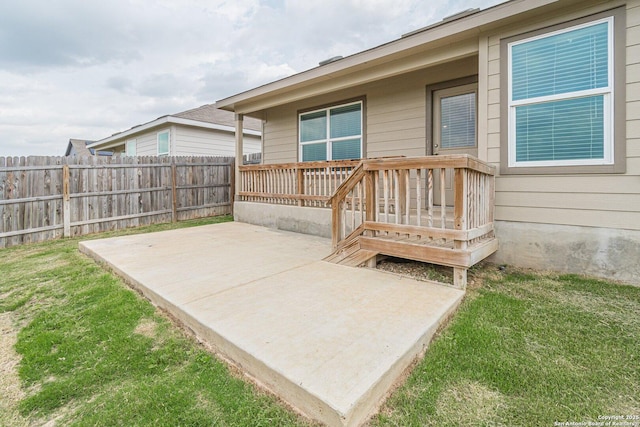 view of patio / terrace featuring fence