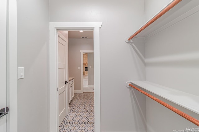 spacious closet with visible vents