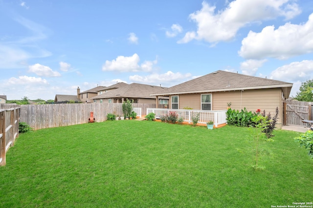view of yard with a fenced backyard