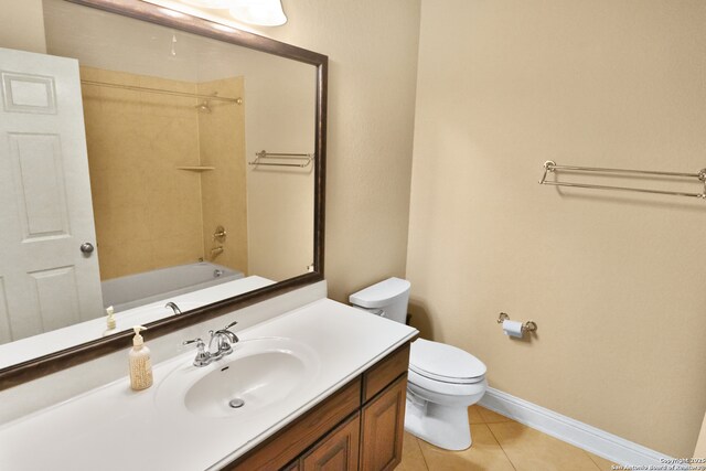 8250 Cruiseship Bay Unit, San Antonio, TX 78255 - bathroom with toilet, vanity, tile patterned floors, tub / shower combination, and baseboards