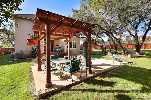 18554 Taylore Run, San Antonio, TX 78259 - view of patio with a pergola and central AC