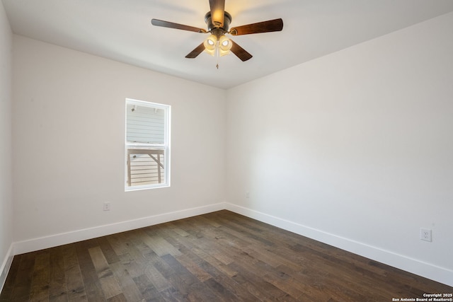 1030 Elsmere, San Antonio, TX 78201 - spare room with baseboards, dark wood-style flooring, and a ceiling fan