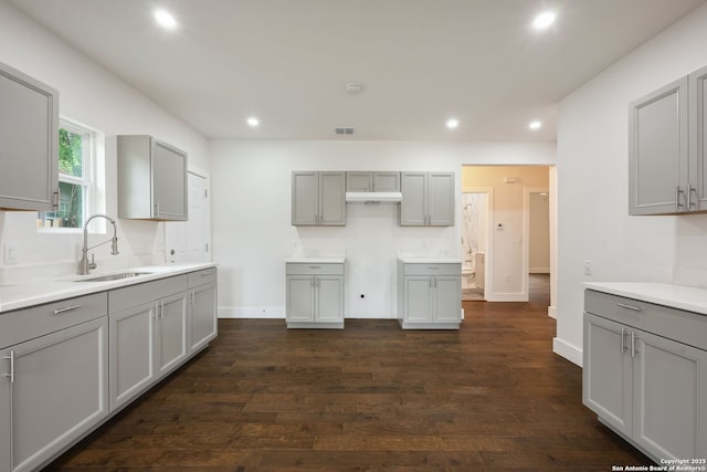 1030 Elsmere, San Antonio, TX 78201 - kitchen with recessed lighting and gray cabinetry