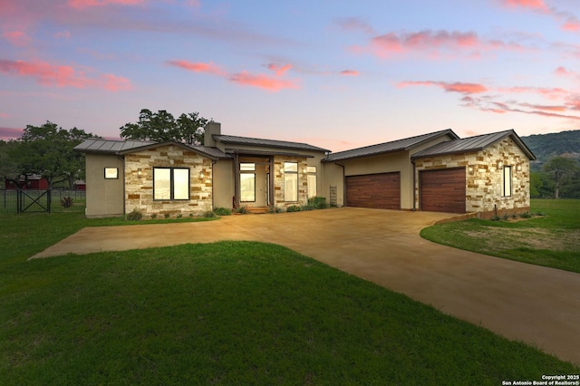 821 Bingham Ln, New Braunfels, TX 78132 - view of front of house with stone siding, metal roof, and a standing seam roof