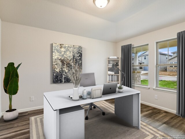 4532 Appaloosa Crst, San Antonio, TX 78245 - office space featuring baseboards and dark wood-style flooring