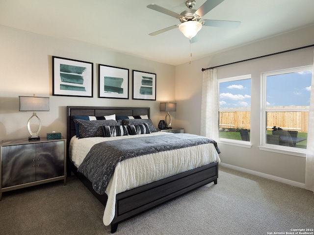 4539 Appaloosa Crst, San Antonio, TX 78245 - carpeted bedroom featuring baseboards and ceiling fan