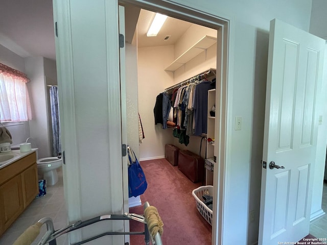 458 Vicksburg, Kerrville, TX 78028 - walk in closet with light carpet and a sink