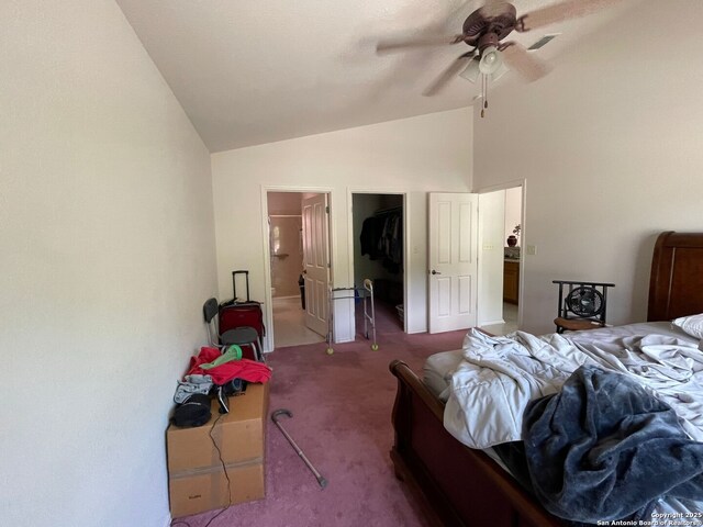 458 Vicksburg, Kerrville, TX 78028 - carpeted bedroom featuring a walk in closet and lofted ceiling