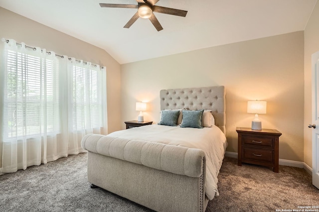 2253 Sun Stone, New Braunfels, TX 78130 - carpeted bedroom featuring baseboards, a ceiling fan, and vaulted ceiling