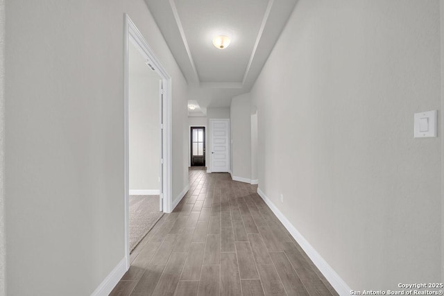 5303 Pinder Way, Schertz, TX 78108 - hallway with wood finished floors and baseboards