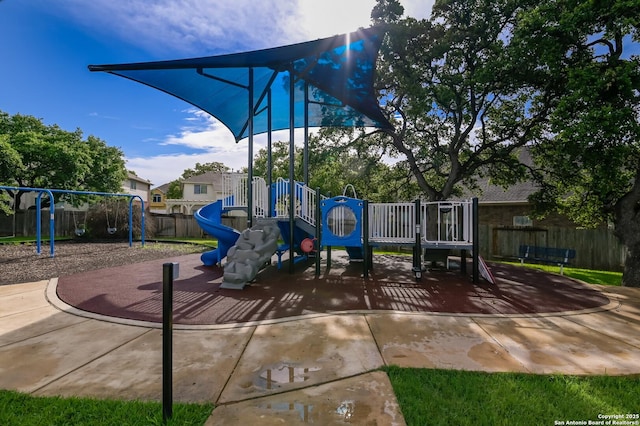 community play area with fence