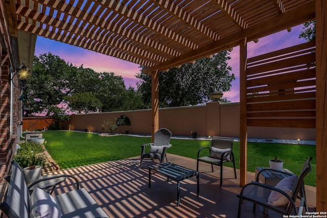 190 Da Vinci, San Antonio, TX 78258 - patio terrace at dusk featuring a pergola