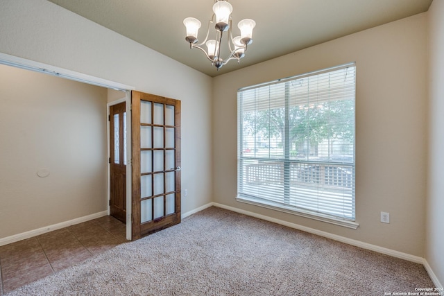 10603 Catfish Ln, San Antonio, TX 78224 - carpeted empty room featuring a chandelier and baseboards