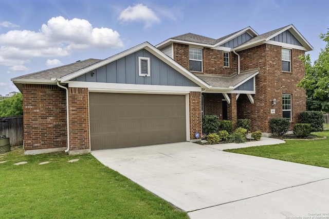 14626 Costa Leon, San Antonio, TX 78245 - craftsman-style home featuring an attached garage, a front lawn, board and batten siding, roof with shingles, and driveway