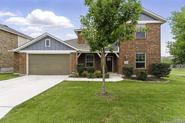 14626 Costa Leon, San Antonio, TX 78245 - traditional-style home featuring a front yard, board and batten siding, driveway, and a garage