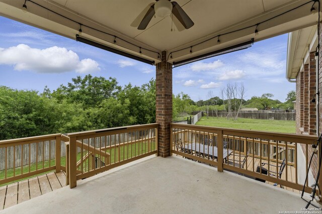 14626 Costa Leon, San Antonio, TX 78245 - view of patio with a ceiling fan and a fenced backyard