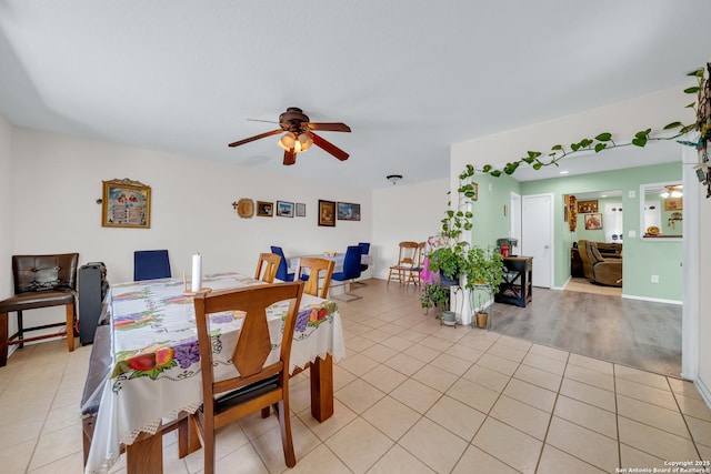 5118 War Cloud, San Antonio, TX 78242 - dining area featuring a ceiling fan and light tile patterned floors